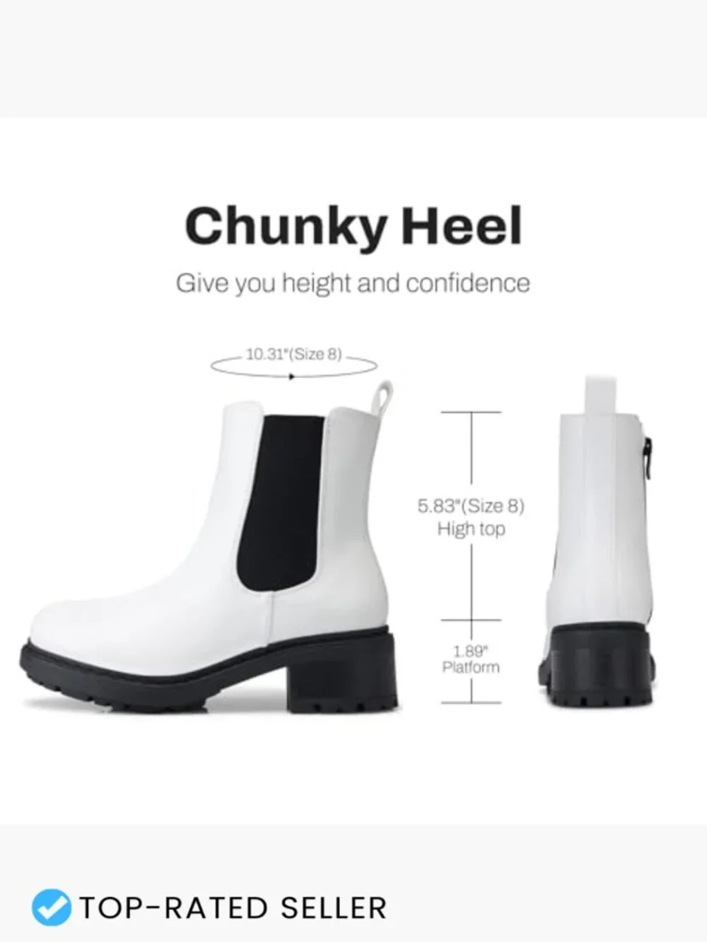 Chunky Heel Chelsea Boots Slip on Platform Ankle Booties Lug Sole Side Zip